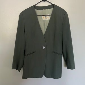 vintage aquascutum london green collarless blazer, sz L